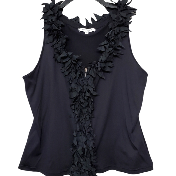 Anne Fontaine Ruffle Zipper Front Sleeveless Top - Picture 1 of 6